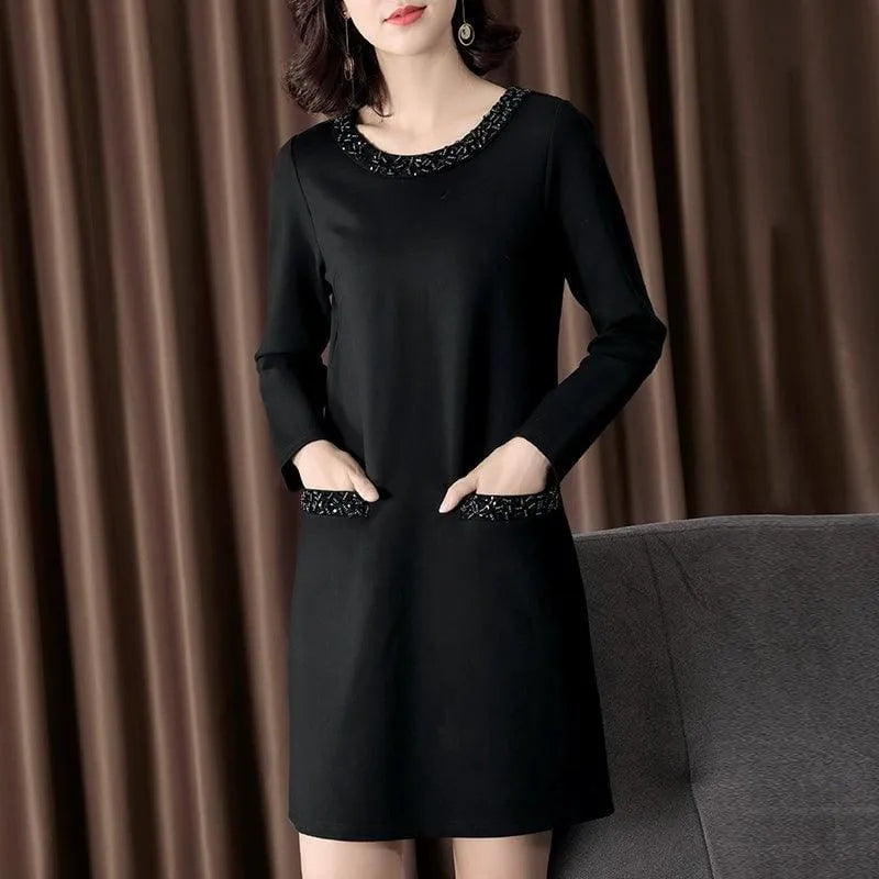 MiKlahFashion Women's Fashionable Plus Size Ladies Covering Belly Thin Straight Beaded