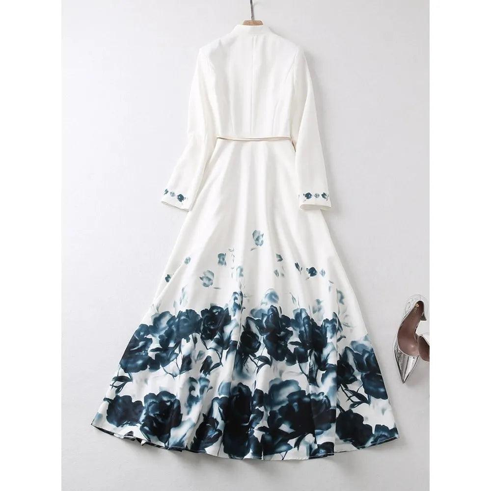MiKlahFashion Spring and Autumn Clothing Chinese Style Ink Painting Elegant Waist-Slimming Dress