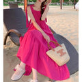 MiKlahFashion Plus size Korean Style Holiday Style Sweet Sling Dress Women Summer New Tube Top Small Fresh High Waist Long Skirt