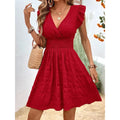 MiKlahFashion Elegant Short Dresses For Women Summer Casual Slim Red Sleeveless Holiday Beach Dress Fashion V Neck A-line New In Dresses 2024