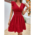 MiKlahFashion Red / XL Elegant Short Dresses For Women Summer Casual Slim Red Sleeveless Holiday Beach Dress Fashion V Neck A-line New In Dresses 2024