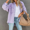 MiKlahFashion Lavender / S Turn-down Collar Denim Jacket