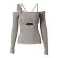MiKlahFashion Woman - Apparel - Top- T-shirt M / Gray Hollow Out Gray Knit T-Shirt