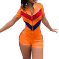 MiKlahFashion orange / S Striped Streetwear Playsuits