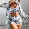MiKlahFashion A23041303C / S Summer Print Swimsuits Tankini Sets Female Swimwear Push Up For Beach Wear Three-Piece Bathing Suits Pool Women's Swimming Suit