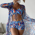 MiKlahFashion A23041303F / S Summer Print Swimsuits Tankini Sets Female Swimwear Push Up For Beach Wear Three-Piece Bathing Suits Pool Women's Swimming Suit