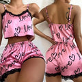MiKlahFashion 1 Set Women' Pajama Shorts Suit Homewear Print Underwear Pijama Sexy Summer Lingerie Camisoles Tanks Nighty Lady Sleepwear Woman