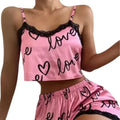 MiKlahFashion Pink / M 1 Set Women' Pajama Shorts Suit Homewear Print Underwear Pijama Sexy Summer Lingerie Camisoles Tanks Nighty Lady Sleepwear Woman