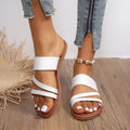 MiKlahFashion WHITE / 36 Rimocy 2023 Summer Flat Heel Sandals for Women Casual Plus Size Beach Slippers Woman Pu Leather Strap Slip-On Gladiator Sandals