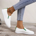 MiKlahFashion Spring Summer New Women's Flat Shoes White PU Leather Slip On Casual Shoes Woman Comfortable Soft Sole Loafers Shoes for Women