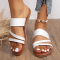 MiKlahFashion Rimocy 2023 Summer Flat Heel Sandals for Women Casual Plus Size Beach Slippers Woman Pu Leather Strap Slip-On Gladiator Sandals