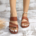 MiKlahFashion Dark Brown / 39 Rimocy 2023 Summer Flat Heel Sandals for Women Casual Plus Size Beach Slippers Woman Pu Leather Strap Slip-On Gladiator Sandals