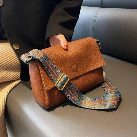 MiKlahFashion Brown Solid Leather Tote Crossbody Bag for Women  TSimple Shoulder Side Bag Quality Female Handbags and Purses