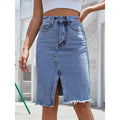 MiKlahFashion Blue Denim Skirt with Pockets