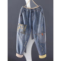 MiKlahFashion blue / M (50-60KG) Women's Casual Boyfriend Baggy Jeans Fashion Vintage Style Patchwork Streetwear Female Denim Pants Loose Versatile Harem Trouser