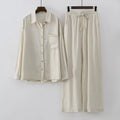 MiKlahFashion Beige / S 2024 Women Casual Summer Denim look Long sleeve blouse pants sets