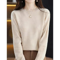 MiKlahFashion Beige / S Aliselect Fashion Autumn Winter 100% Merino Wool Sweater O-Neck Long Sleeve Cashmere Women Knitted Pullover Clothing Top