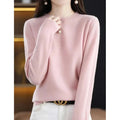 MiKlahFashion Pink / S Aliselect Fashion Autumn Winter 100% Merino Wool Sweater O-Neck Long Sleeve Cashmere Women Knitted Pullover Clothing Top
