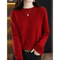 MiKlahFashion Jiuhong / S Aliselect Fashion Autumn Winter 100% Merino Wool Sweater O-Neck Long Sleeve Cashmere Women Knitted Pullover Clothing Top