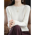 MiKlahFashion Woman - Apparel - Top - Sweater WHITE / S Fashion 100% Merino Wool O-Neck Long Sleeve Sweater