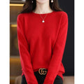 MiKlahFashion Aliselect Fashion Autumn Winter 100% Merino Wool Sweater O-Neck Long Sleeve Cashmere Women Knitted Pullover Clothing Top