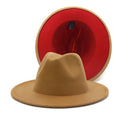 MiKlahFashion F / 56-58cm 2020 winter fedora hats for women fashion Flat wide Brim Wool Felt Leopard Jazz Fedora Hats for men red goth top wedding Hat