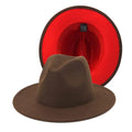MiKlahFashion U / 56-58cm 2020 winter fedora hats for women fashion Flat wide Brim Wool Felt Leopard Jazz Fedora Hats for men red goth top wedding Hat
