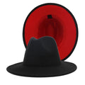 MiKlahFashion A / 56-58cm 2020 winter fedora hats for women fashion Flat wide Brim Wool Felt Leopard Jazz Fedora Hats for men red goth top wedding Hat