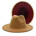 MiKlahFashion E / 56-58cm 2020 winter fedora hats for women fashion Flat wide Brim Wool Felt Leopard Jazz Fedora Hats for men red goth top wedding Hat