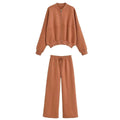 MiKlahFashion brown suit / S  Women's Winter Warm Fleece Lined Zipper Jacket Sweatshirt Set Fashionable Stretch High Waist Women's Pants 2-piece Set