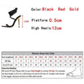 MiKlahFashion Summer 12CM Gladiator Heels Sandals For Women Fashion Pointed Open Toe Lace-Up Stiletto Ladies Strappy Wedding Shoes Black Red