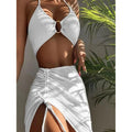 MiKlahFashion WHITE / S High Waisted Bikini for Women Tummy Control Bottoms Push Up Crop Top Swimsuit 3Piece Bathing Suits
