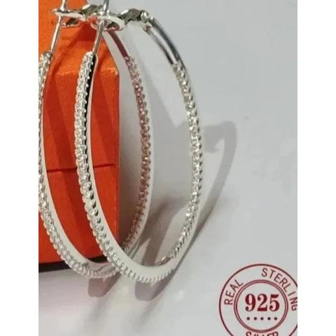 MiKlahFashion Senlissi -Diamond Hoop Earrings Real Money 925 Silver earrings original certified Fashion Earring Cерьги Kольца Ring Gold Filled