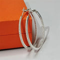 MiKlahFashion 40MM Diameter / silver Diamond Hoop 925 Silver Earrings