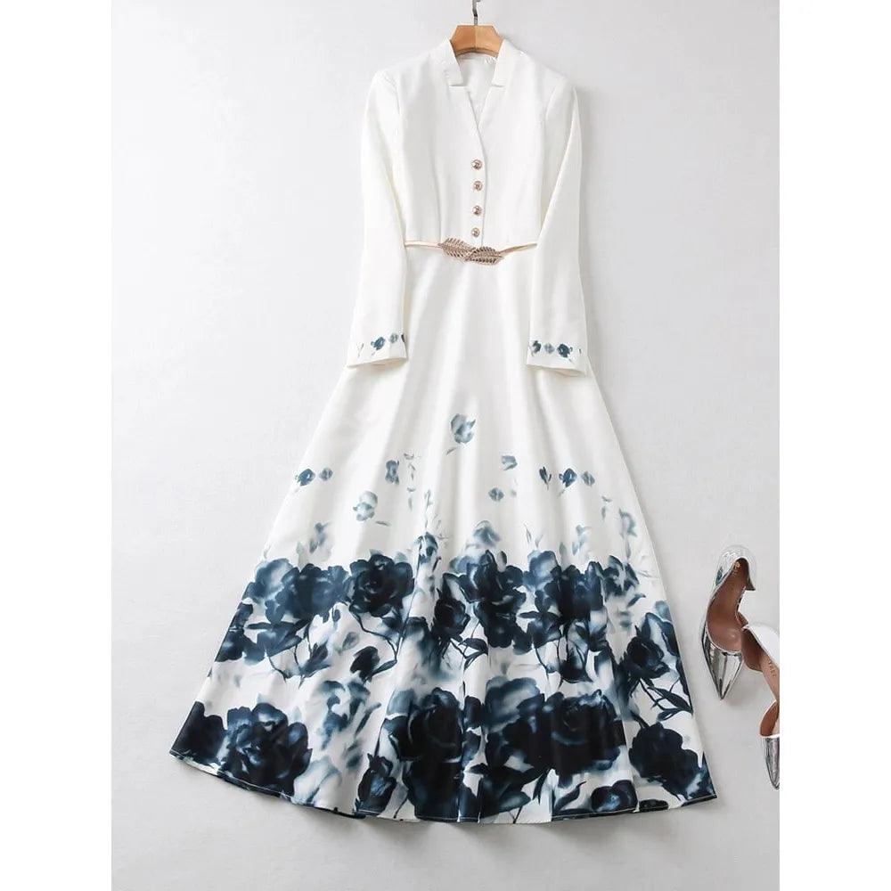 MiKlahFashion Spring and Autumn Clothing Chinese Style Ink Painting Elegant Waist-Slimming Dress