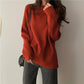MiKlahFashion One size / Brick Red [plus velvet thickening]] Black Half-high Collar Knitted Bottoming Shirt Women Autumn and Winter Fleece-lined Thickened High Sense Sweater Loose Gentle Inner wear Top