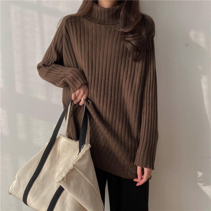 MiKlahFashion One size / Curry color [high collar thickening]] Black Half-high Collar Knitted Bottoming Shirt Women Autumn and Winter Fleece-lined Thickened High Sense Sweater Loose Gentle Inner wear Top