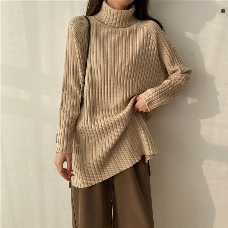 MiKlahFashion One size / Oats [high collar thickening]] Black Half-high Collar Knitted Bottoming Shirt Women Autumn and Winter Fleece-lined Thickened High Sense Sweater Loose Gentle Inner wear Top