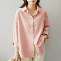 MiKlahFashion M / Pink(Not fleece-lined cotton shirt) Cotton Bandage Dress Casual Coat Long Sleeves Inner Wear Shirt