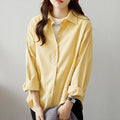 MiKlahFashion XL / Yellow(Not fleece-lined cotton shirt) Cotton Bandage Dress Casual Coat Long Sleeves Inner Wear Shirt