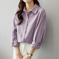 MiKlahFashion S / Purple(Not fleece-lined cotton shirt) Cotton Bandage Dress Casual Coat Long Sleeves Inner Wear Shirt
