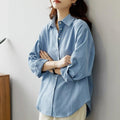 MiKlahFashion S / Blue(Not fleece-lined cotton shirt) Cotton Bandage Dress Casual Coat Long Sleeves Inner Wear Shirt