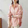 MiKlahFashion M / Pink plus Velvet(Cotton shirt) Cotton Bandage Dress Casual Coat Long Sleeves Inner Wear Shirt