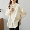 MiKlahFashion M / Apricot plus Velvet(Cotton shirt) Cotton Bandage Dress Casual Coat Long Sleeves Inner Wear Shirt