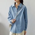 MiKlahFashion XL / Blue Plus Velvet(Cotton shirt) Cotton Bandage Dress Casual Coat Long Sleeves Inner Wear Shirt
