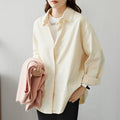 MiKlahFashion M / Apricot color(Not fleece-lined cotton shirt) Cotton Bandage Dress Casual Coat Long Sleeves Inner Wear Shirt