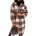 MiKlahFashion 2024 Autumn Winter Women's Clothing Long Sleeve Single Breasted Trench Coat Fashion Long Woolen Plaid Overcoat Coat