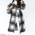 MiKlahFashion black / S 2024 Autumn Winter Women's Clothing Long Sleeve Single Breasted Trench Coat Fashion Long Woolen Plaid Overcoat Coat