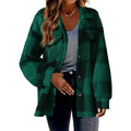 MiKlahFashion green / S 2023 Autumn and Winter Women's New Fashion Loose Casual Pocket Plaid Lamb Fleece Jacket Button Plush Comfortable Versatile Coat