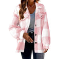 MiKlahFashion Pink / S 2023 Autumn and Winter Women's New Fashion Loose Casual Pocket Plaid Lamb Fleece Jacket Button Plush Comfortable Versatile Coat